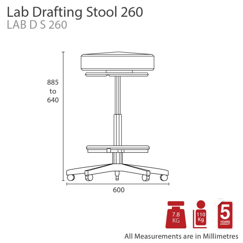 MA Lab PU Upholstered Drafting Stool