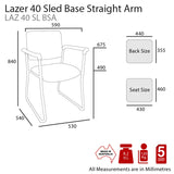 MA Lazer Fabric Upholstered Sled Base Straight Arm Visitor Chair