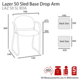 MA Lazer 50 Fabric or Vinyl Upholstered Sled Base Drop Down Armchair