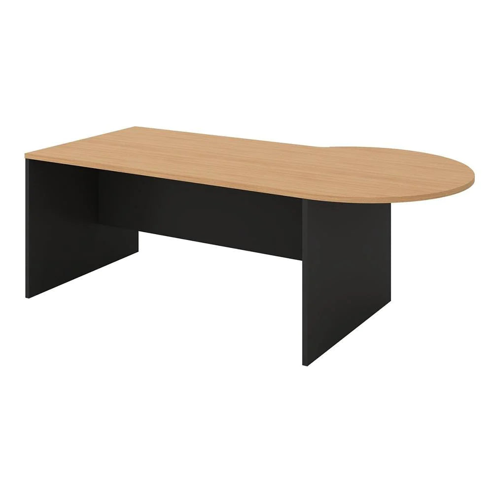 P Shape Office Desk in Beech/Charcoal