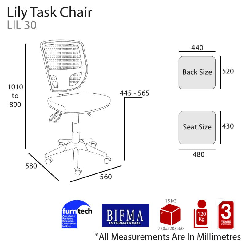 MA Lily Mesh Back Black Base Task Chair