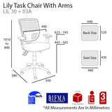 MA Lily Mesh Back Black Base Task Chair with Arms