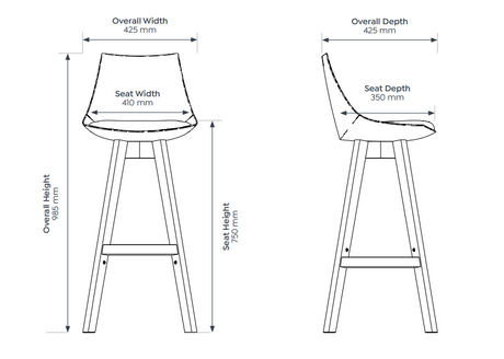 OL Luna Black Barstool with Oak Timber Legs