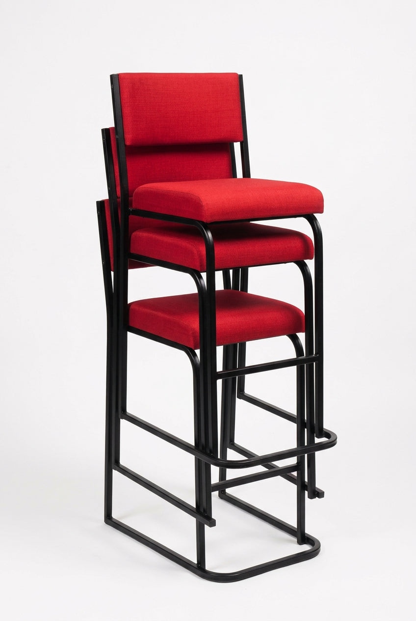 MA Machinest Fabric or Vinyl Upholstered Stackable Bar Stool with Return