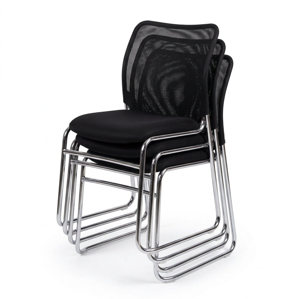MA Martin Chrome Sled Base Stackable Meshback Visitor Chair