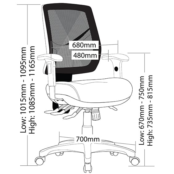 ST Chelsea High Mesh Back Task Chair with Seat Slider & Arms