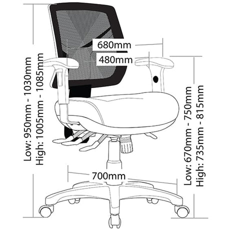 ST Chelsea Mesh Back Task Chair with Arms & Seat Slider