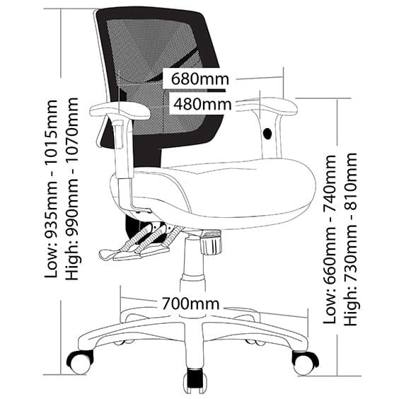 ST Chelsea Mesh Low Back Ergonomic Task Chair with Arms