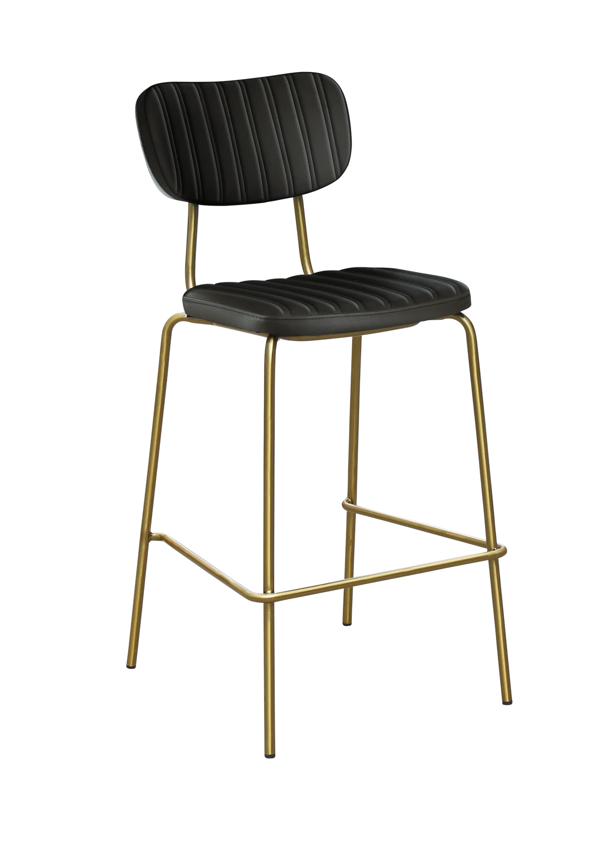 FL Tiramisu Vinyl Upholstered Brass Frame Hospitality Barstool