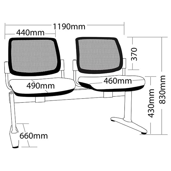 ST Maxi Mesh Back Upholstered Seat 2 Seater Beam Seating
