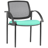 ST Maxi Black Metal 4 Leg Upholstered Meshback Hospitality Chair with Arms