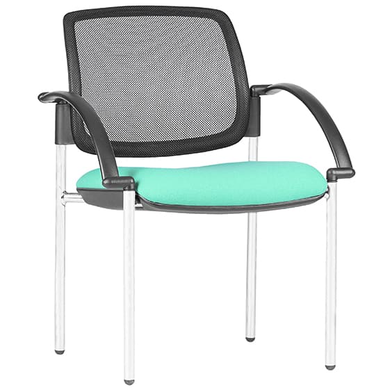 ST Maxi Chrome 4 Leg Upholstered Meshback Hospitality Chair with Arms