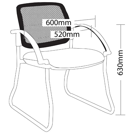 ST Maxi Mesh Back Sled Base Hospital & Age Care Chair - Chrome