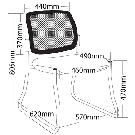 ST Maxi Mesh Back Sled Base Hospital & Age Care Chair - Black