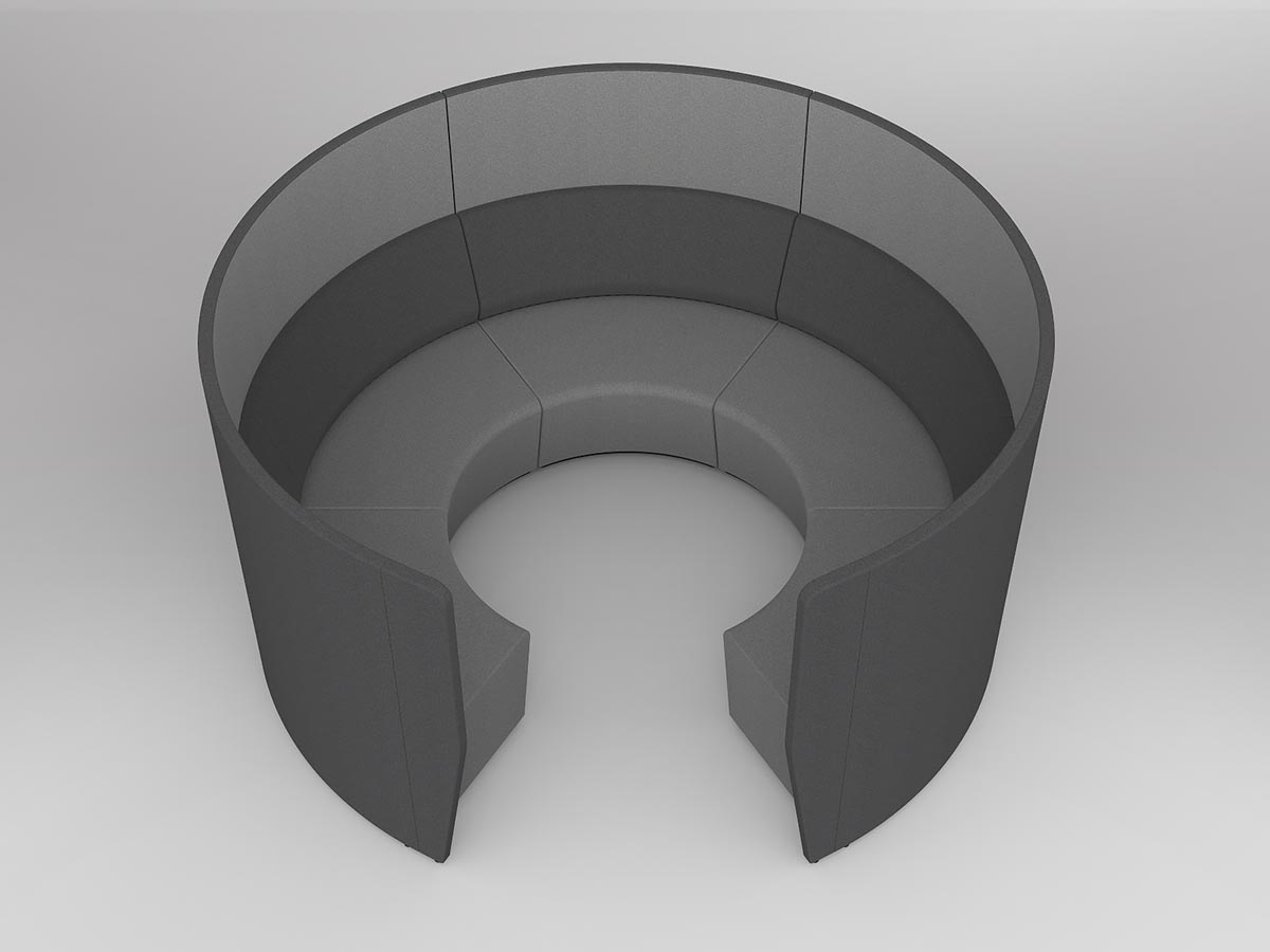OL Motion Arc 5 Seater Reception Area Lounge with 1.4M High Privacy Wall