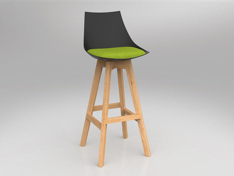 OL Luna Black Barstool with Oak Timber Legs