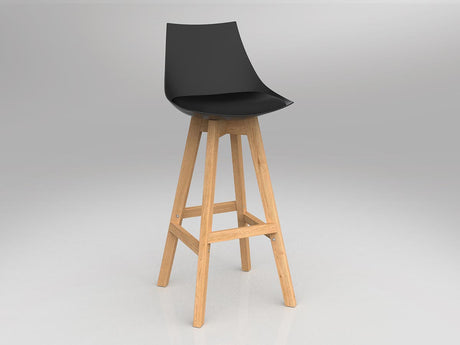 OL Luna Black Barstool with Oak Timber Legs