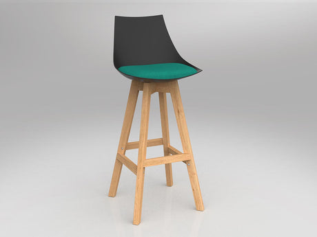 OL Luna Black Barstool with Oak Timber Legs