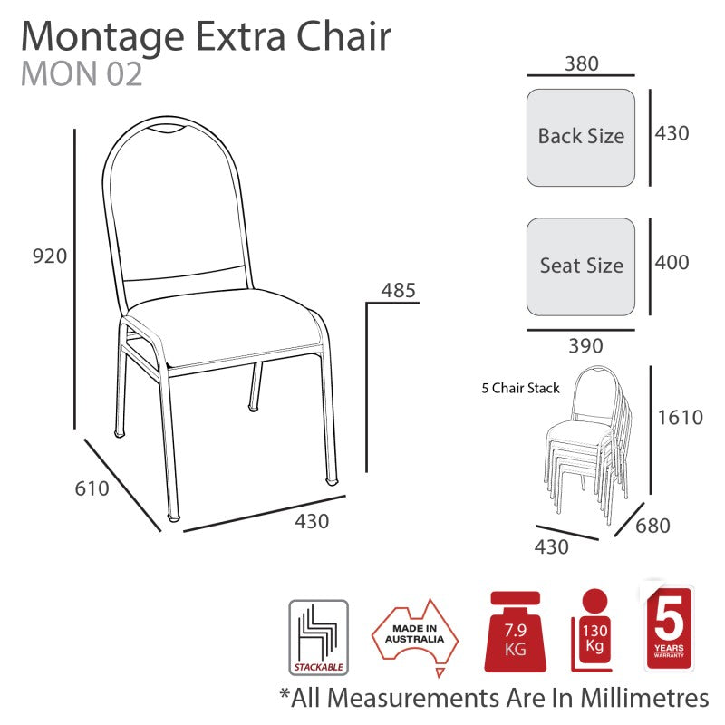 MA Montage Extra Fabric or Vinyl Upholstered Stackable Multi Use Chair