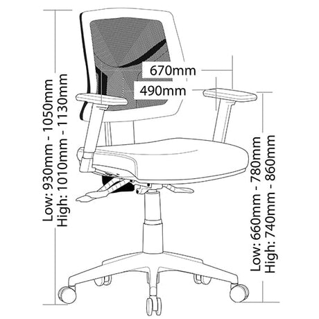 ST Vesta Mesh Low Back Back Ergonomic Task Chair with Arms