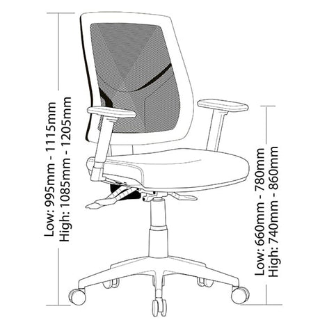 ST Vesta Mesh High Back Ergonomic Task Chair with Arms