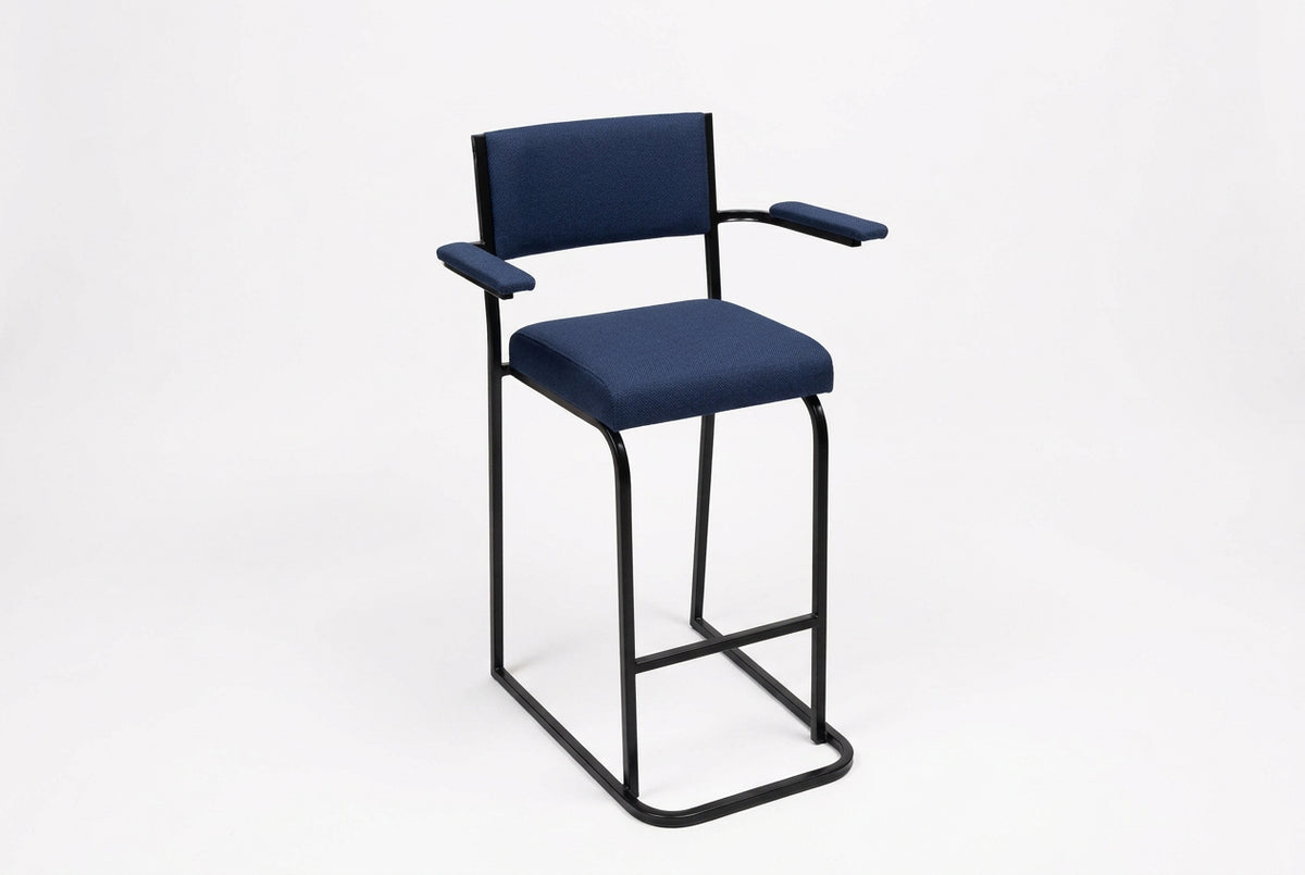 MA Machinest Fabric or Vinyl Upholstered Stackable Bar Stool with Return