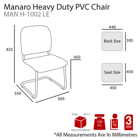 MA Manaro Chrome Sled Base PVC Visitor Chair