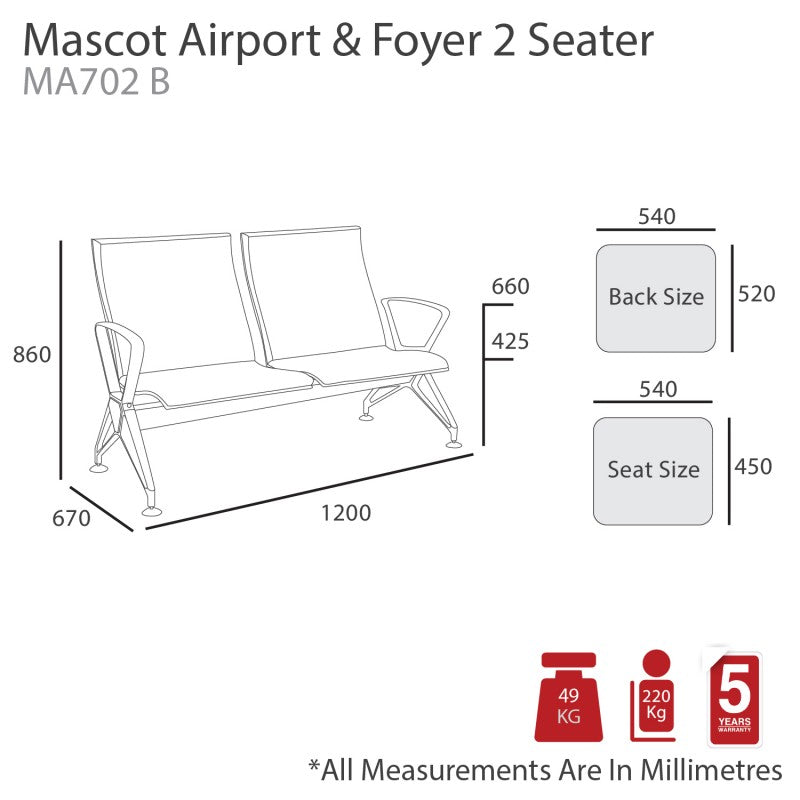 MA Mascot Airport PU Upholstered Beam Seating