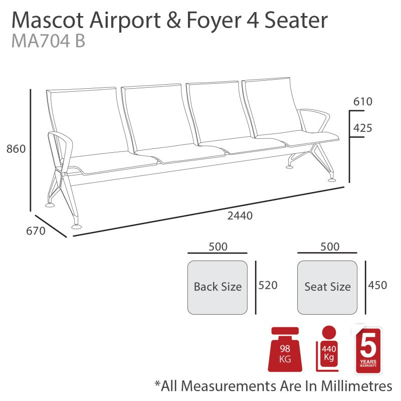 MA Mascot Airport PU LeatherUpholstered Beam Seating