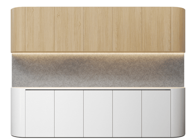 DD Maye 5 Door Curved Base and Overhead Cupboards