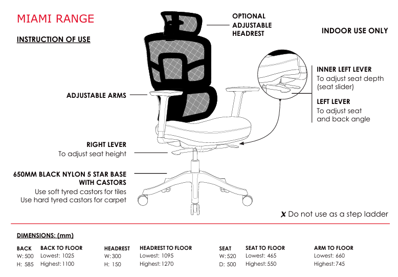 ST Miami Mesh Back Executive Chair with Headrest