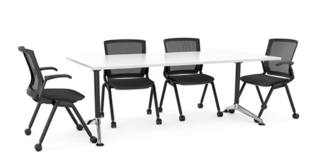 OL Modulus Twin Post Chrome Collar Leg Boardroom Table