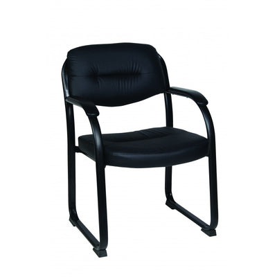 MA Morgan Bonded Leather Upholstered Metal Sled Base Visitor Armchair