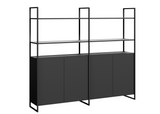 DD Nero Duo Welded Framed 4 Door Cupboard with 2 Open Shelves