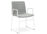 DD Nikola White Sled base Fabric Upholstered Chair with Arm Rest