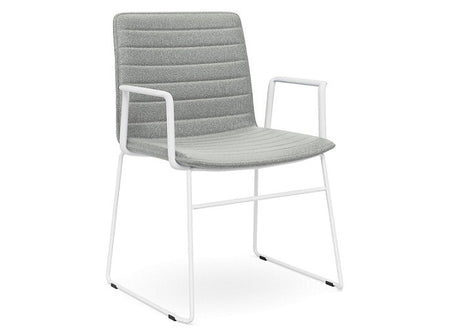 DD Nikola White Sled base Fabric Upholstered Chair with Arm Rest