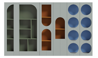 DD Noni Custom Made Wall Storage Unit with Open Shelves and Doors