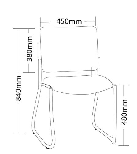ST Vera Sled Base Square Back Fabric Upholstered Training Chair