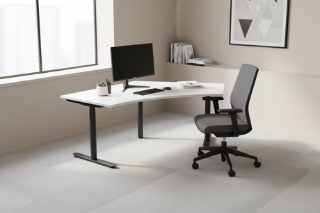 OL AgileMotion+ Electric Height Adjustable Round Leg 120° Corner Desk