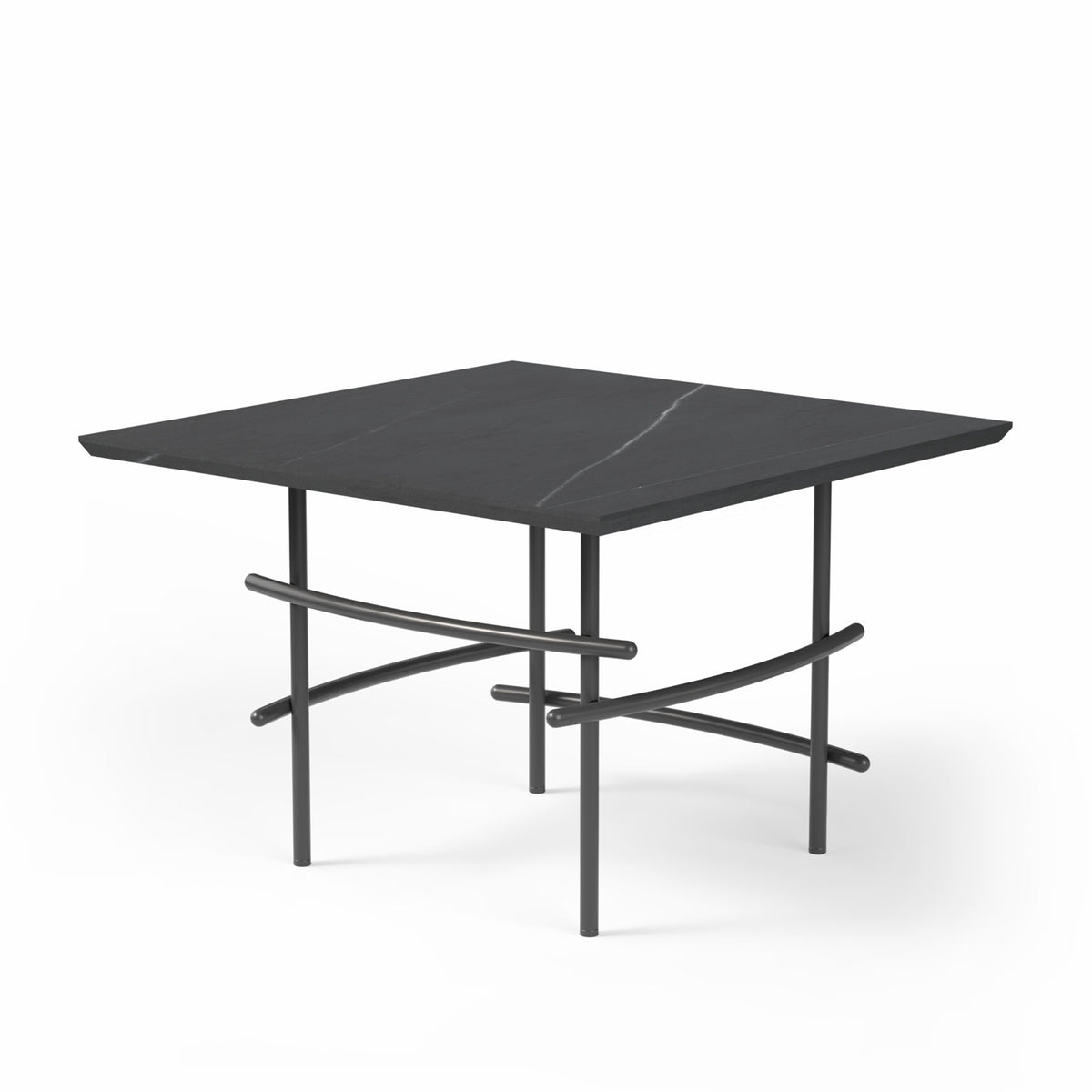OL Arcos Marble Top Square Metal Base Round Coffee Table