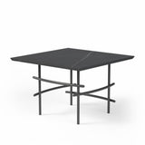 OL Arcos Marble Top Square Metal Base Round Coffee Table