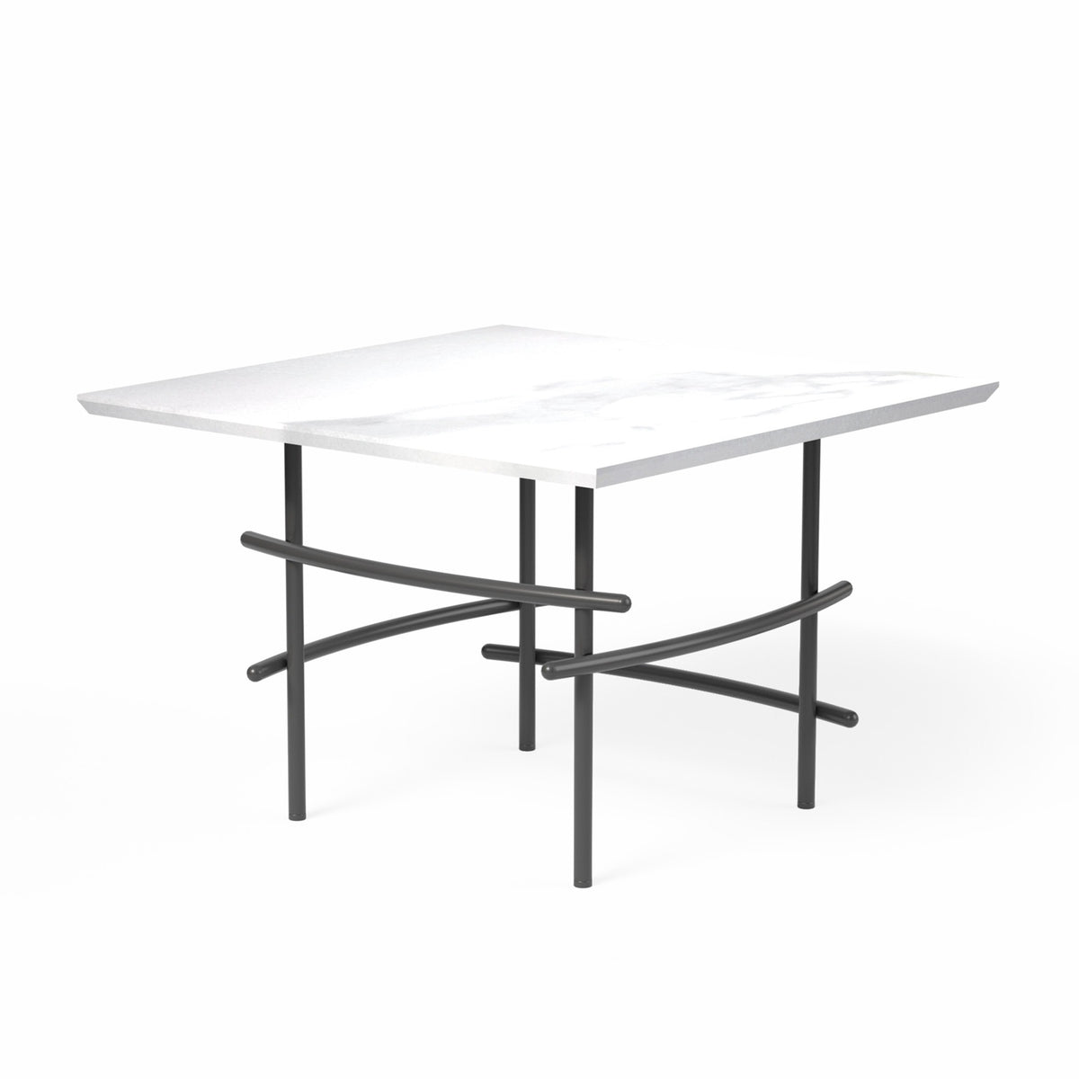OL Arcos Marble Top Square Metal Base Round Coffee Table