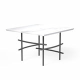 OL Arcos Marble Top Square Metal Base Round Coffee Table