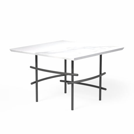 OL Arcos Marble Top Square Metal Base Round Coffee Table