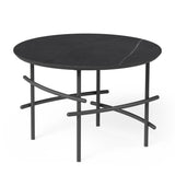 OL Arcos Marble Top Black Metal Base Round Coffee Table