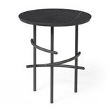 OL Arcos Marble Top Black Metal Base Round Side Table