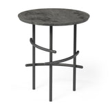 OL Arcos Marble Top Black Metal Base Round Side Table