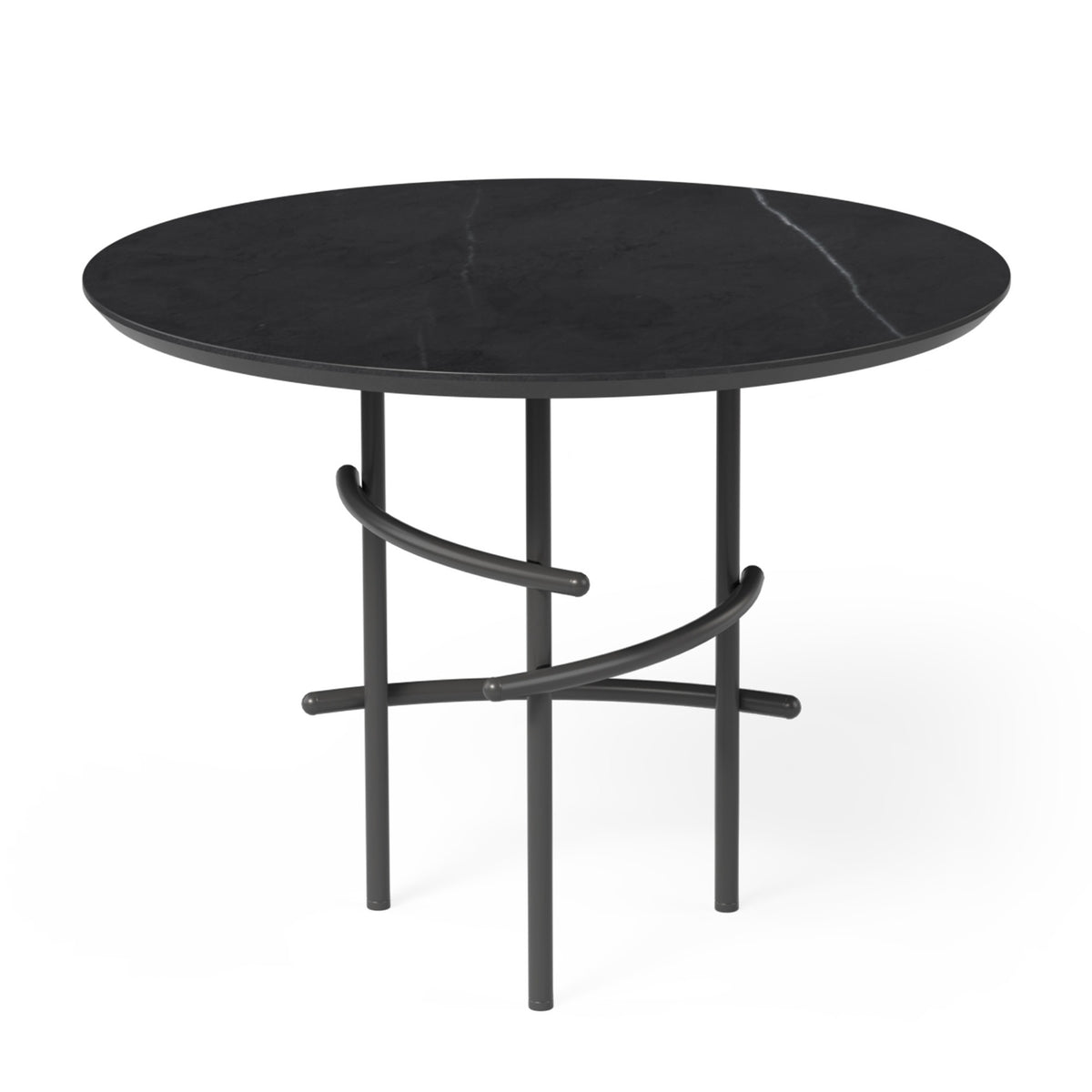 OL Arcos Marble Top Triangle Metal Base Round Coffee Table