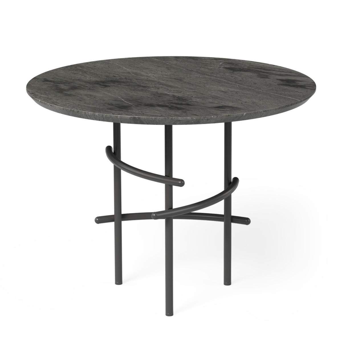 OL Arcos Marble Top Triangle Metal Base Round Coffee Table