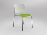 OL Game Stacking Chair -4 Legs White Shell with Seat Upholstered